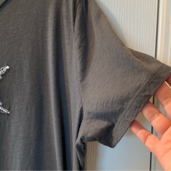 MERONA Women’s Gray Cotton Snowflake Embellished T-Shirt Size 2 Plus - Picture 6 of 8